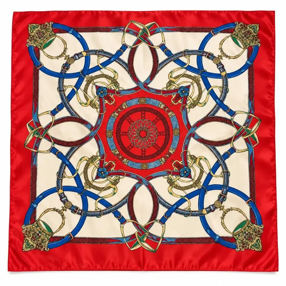 Pearl Horse Design Silk Scarf-PL0GVFRC AZ